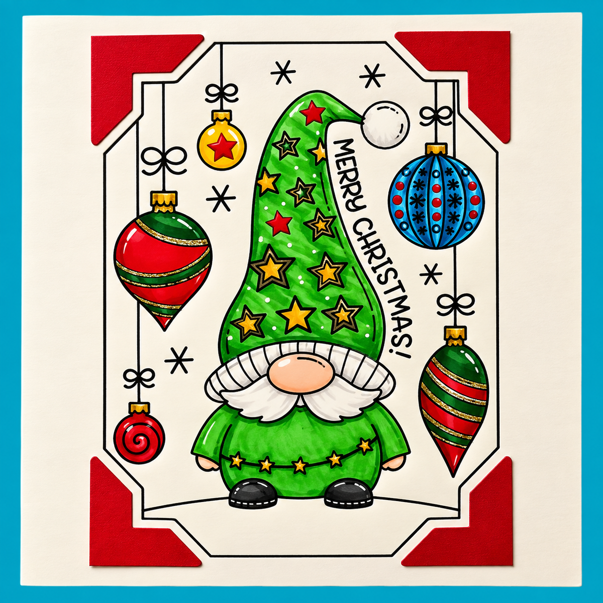 Handmade Christmas Card 15.2 x 15.2 cm